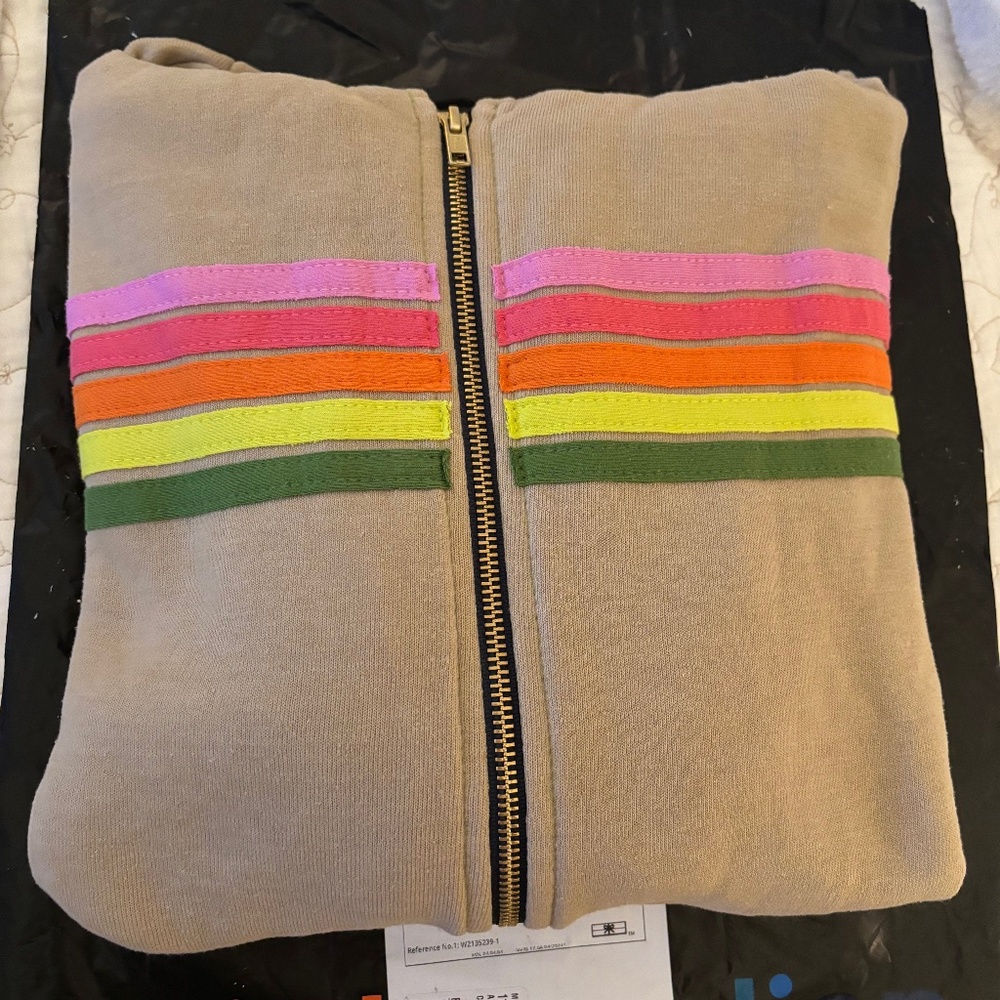 Aviator Nation 5 STRIPE HOODIE - SAND // PINK // GREEN